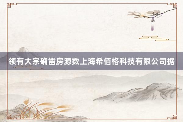 领有大宗确凿房源数上海希佰格科技有限公司据